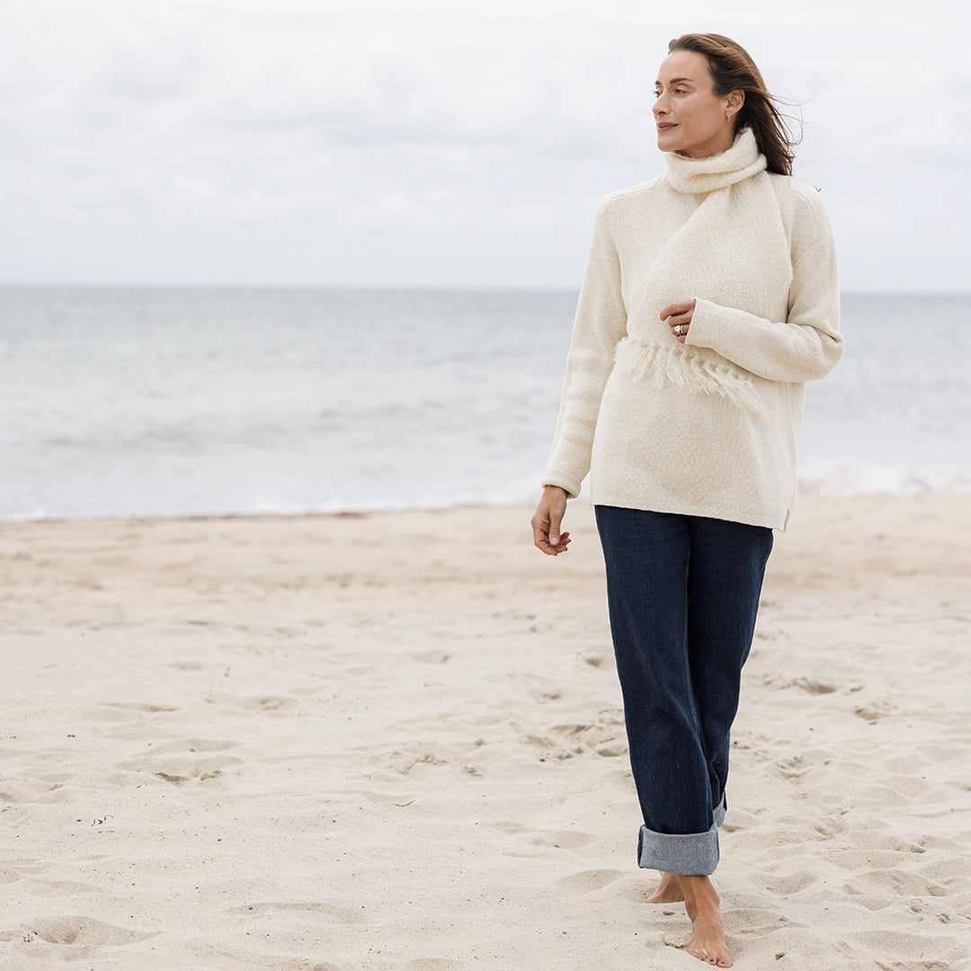 Ivory Handwoven Mohair Scarf