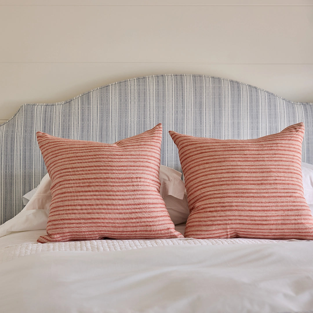 Red Linen Stripe Pillow