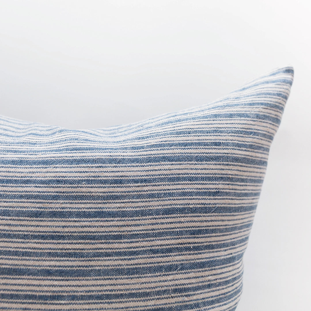 Navy Linen Stripe Pillow