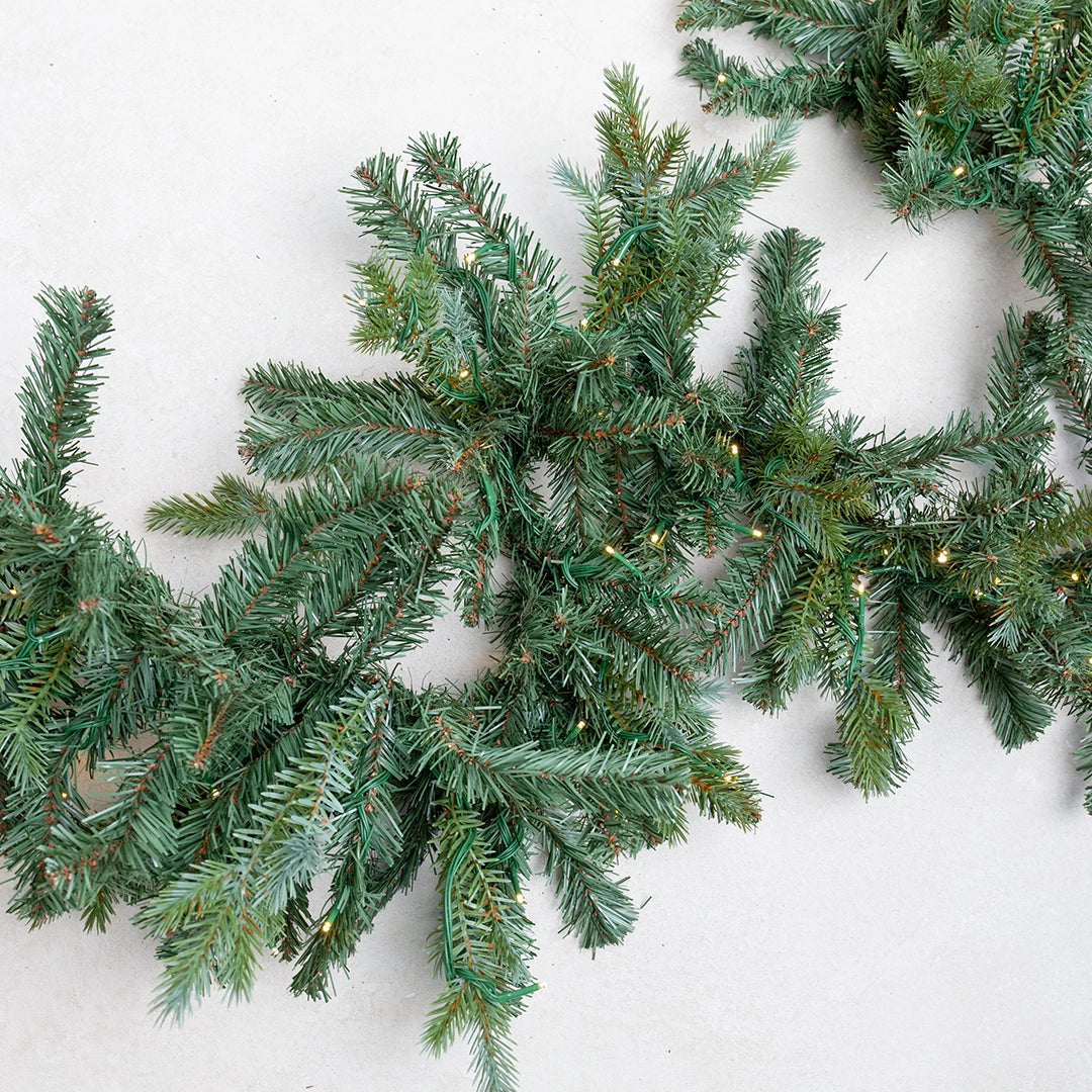 9' Pre-Lit Faux Spruce Garland
