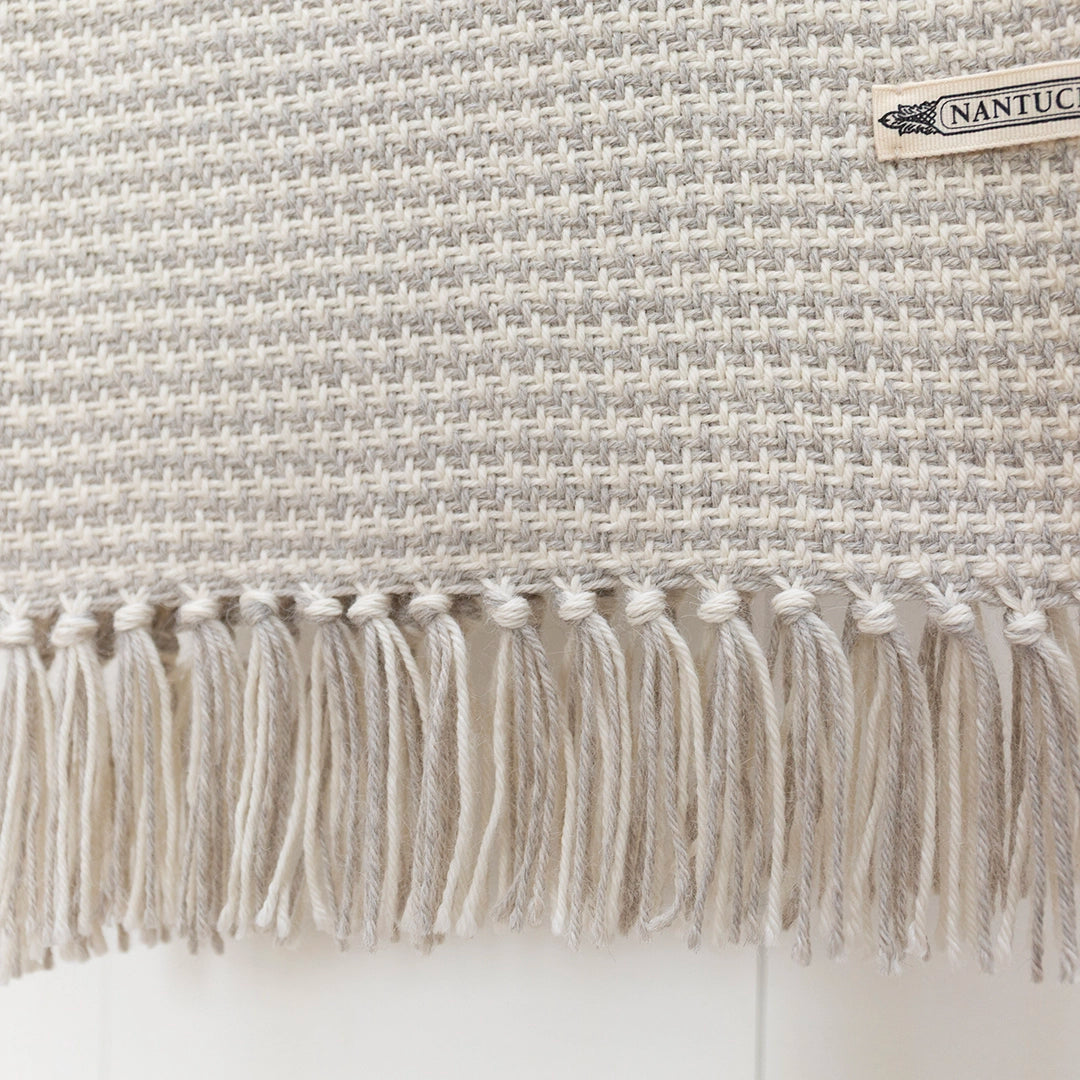 Natural Houndstooth Handwoven Alpaca Scarf