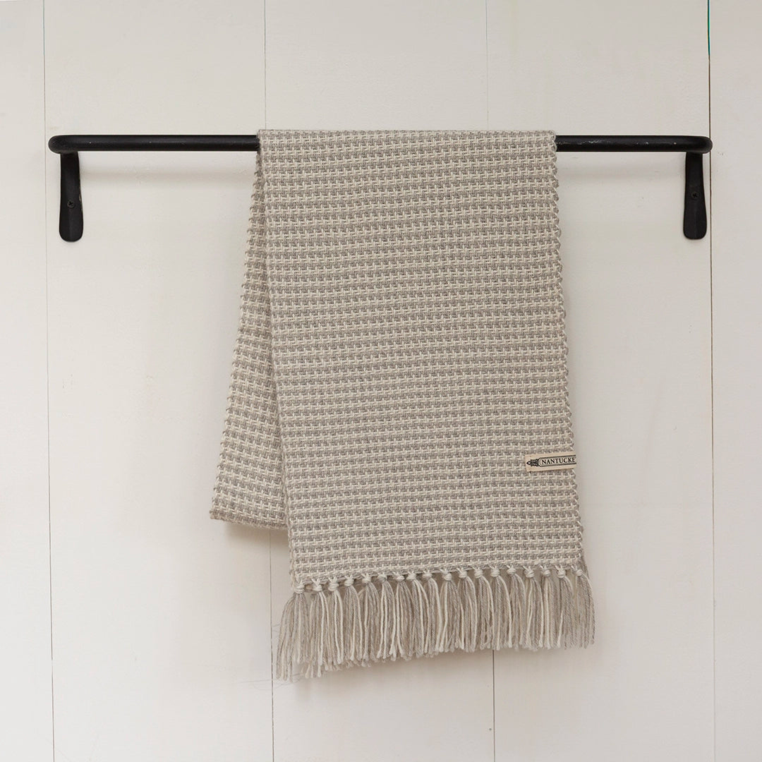 Natural Houndstooth Handwoven Alpaca Scarf