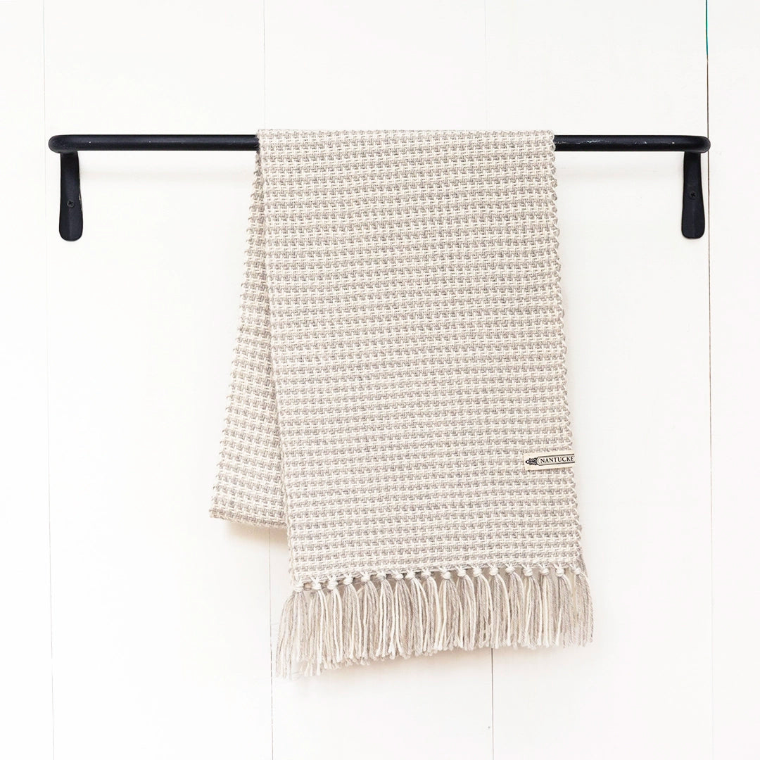 Natural Houndstooth Handwoven Alpaca Scarf