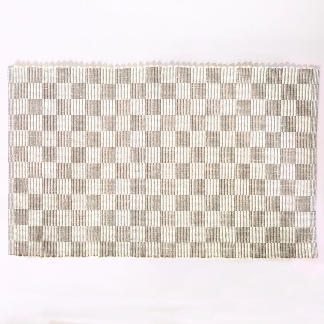 Neutral Checkerboard Handwoven Rug