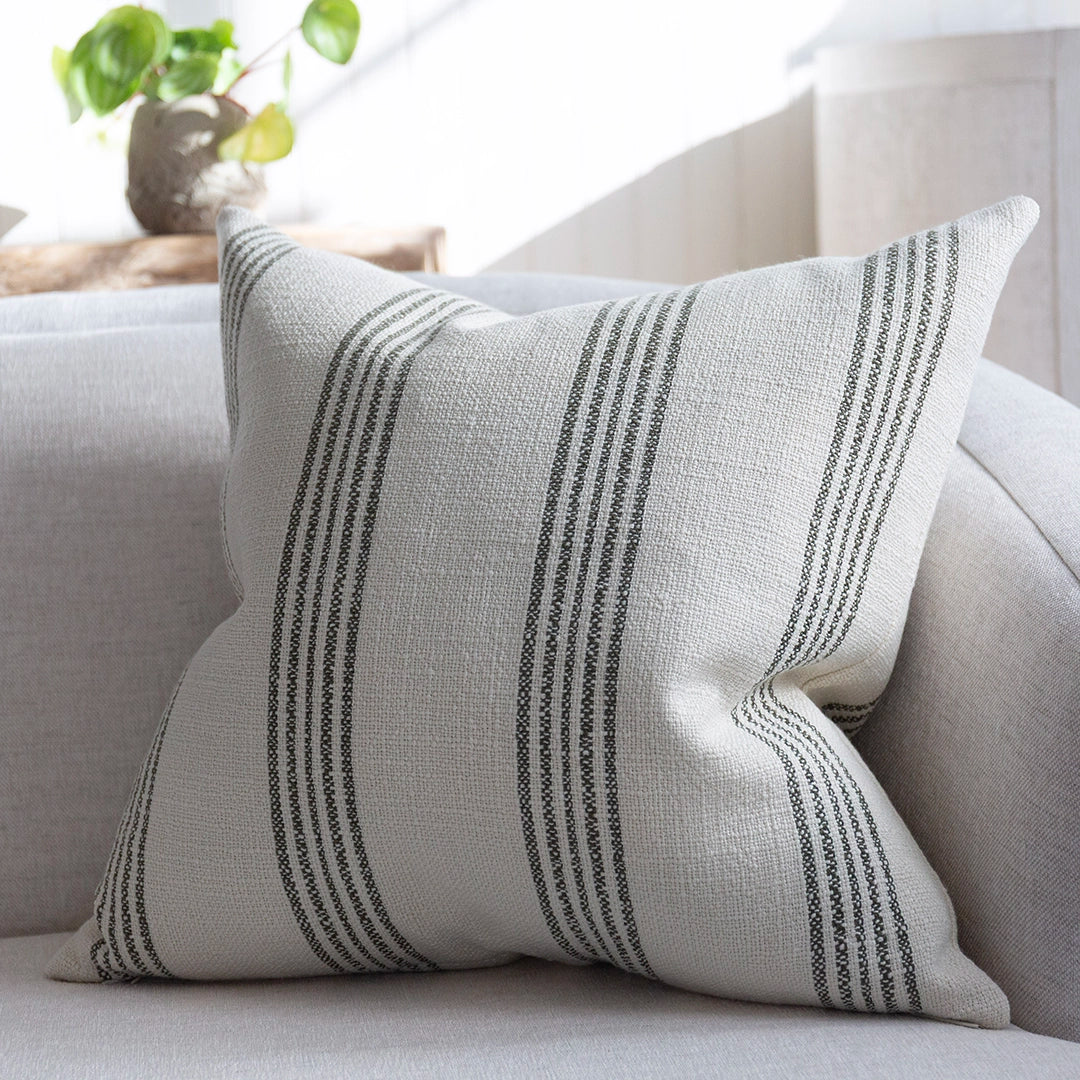 Dill Green Stripe Euro Pillow
