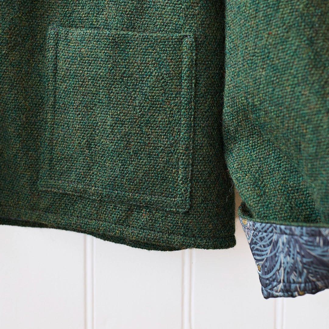 Ready To Wear Cropped Mandarin Collar CPO | Heather Green Tweed | Small