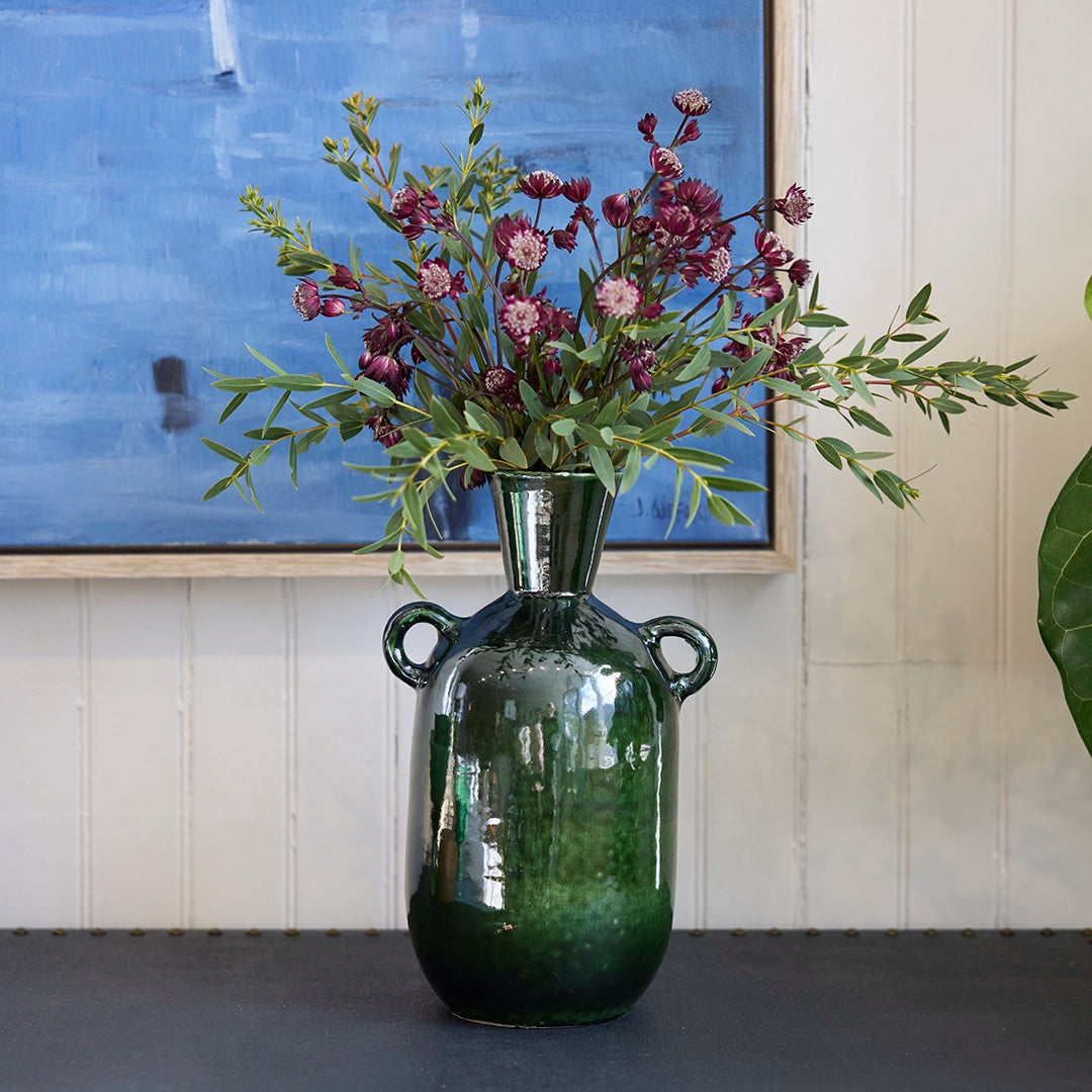 Seaglass Green Amphora Vase