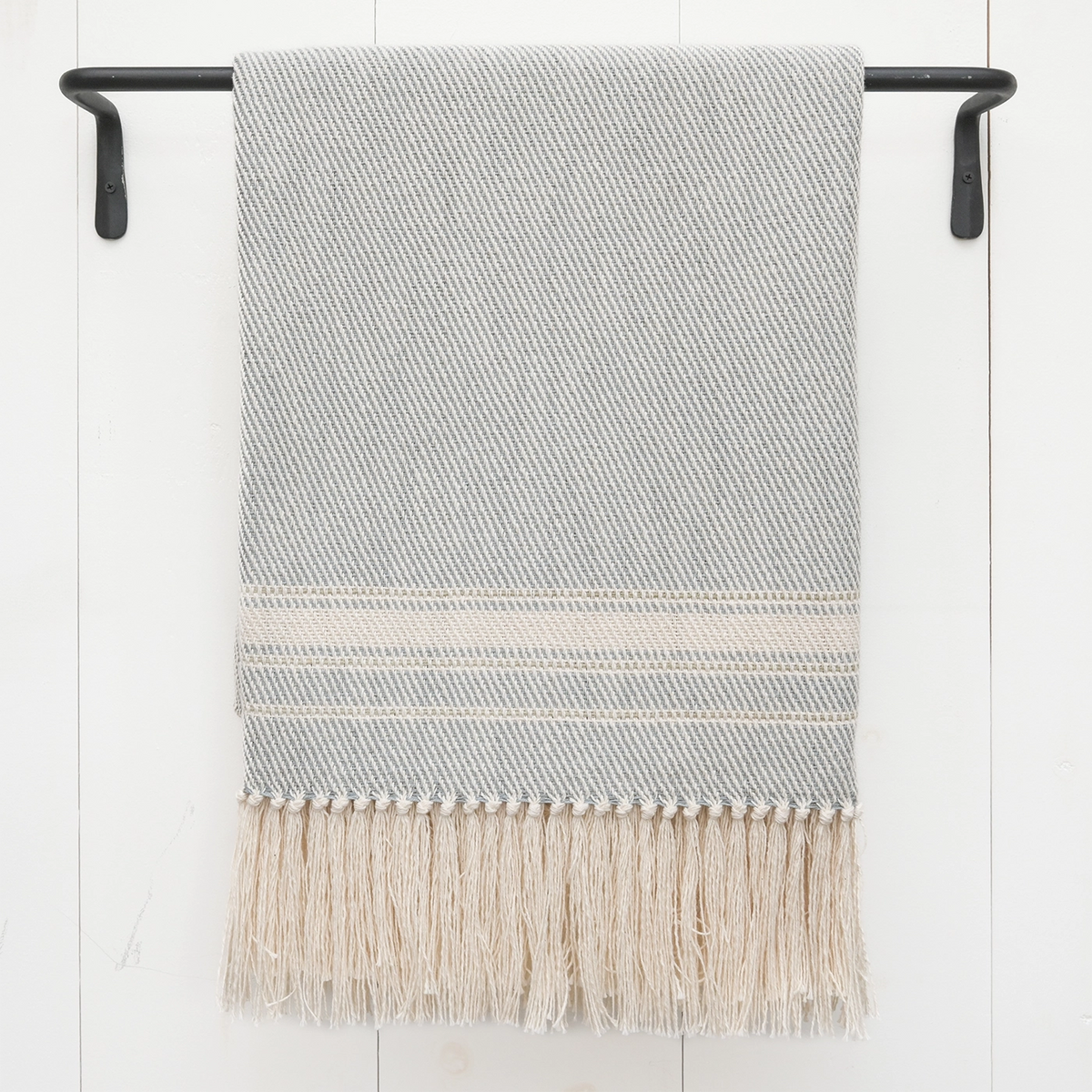 Silver Sky Blue Handwoven Cotton Throw