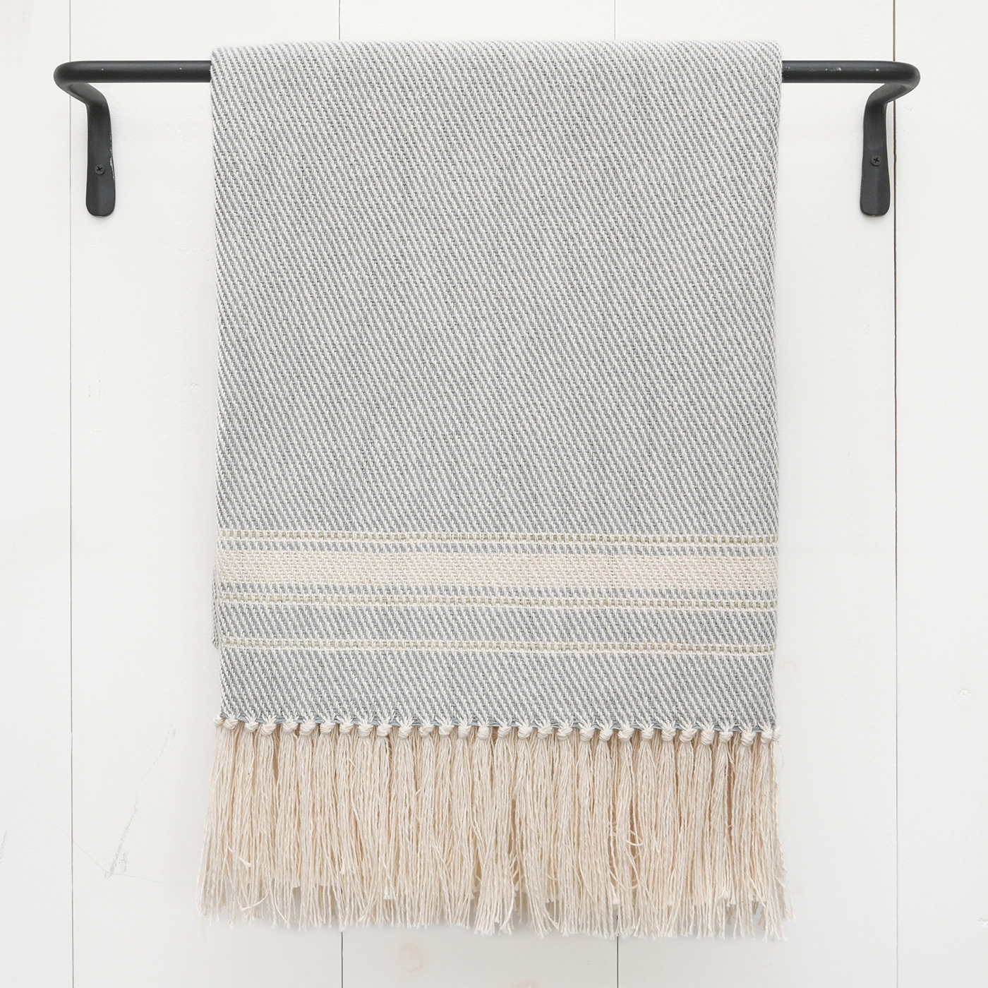 Silver Sky Blue Handwoven Cotton Throw