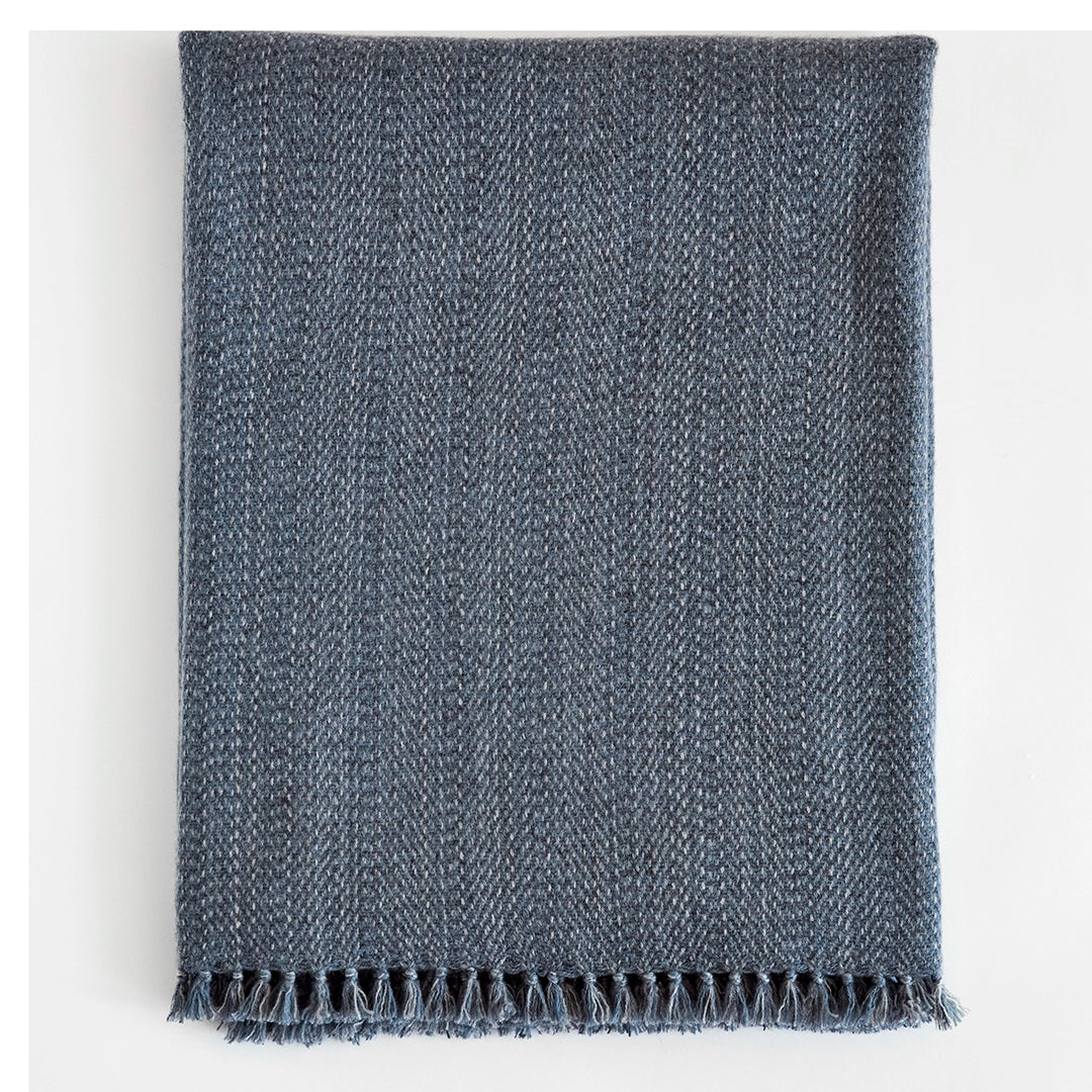 Steel Blue Handwoven Cashmere Throw