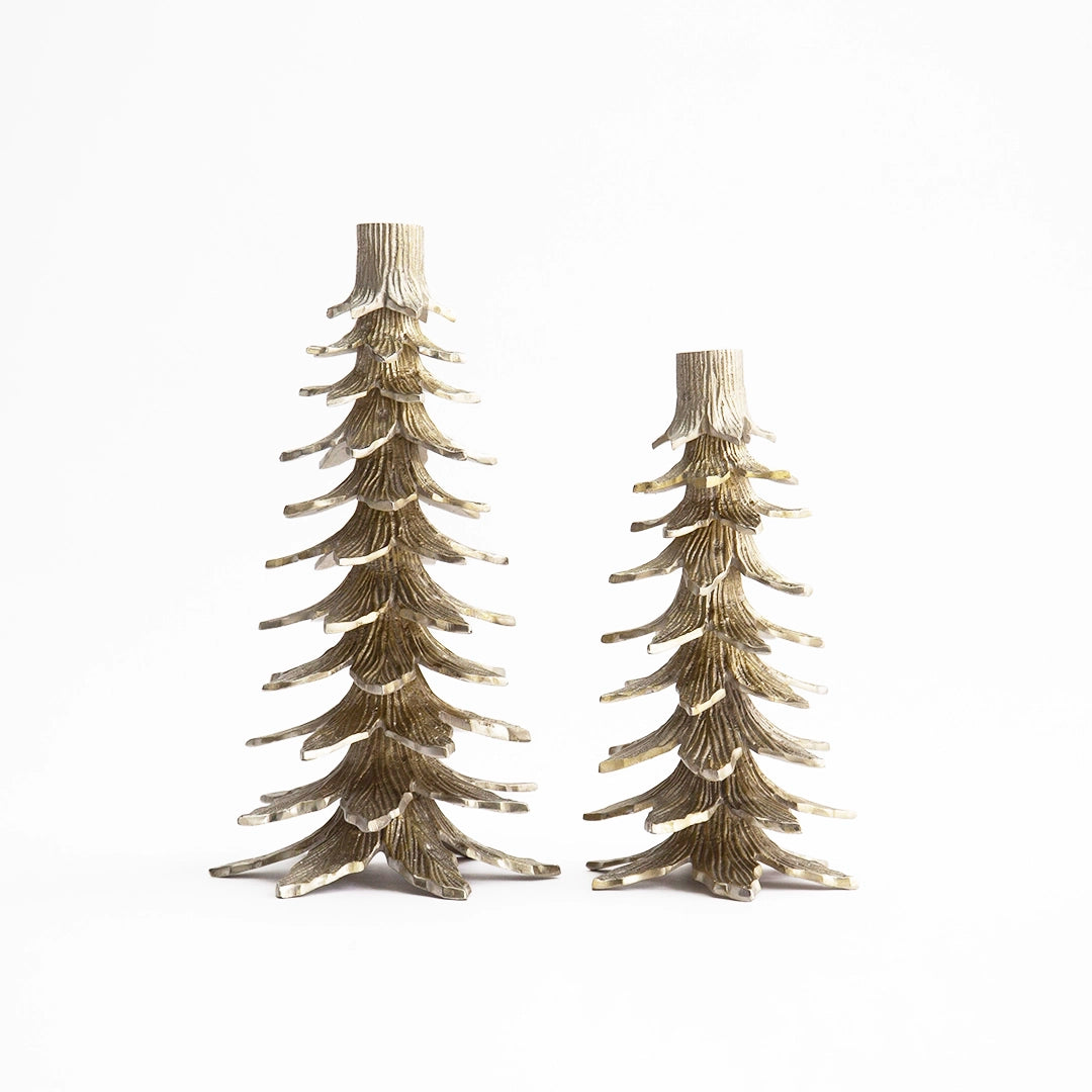 Tarnished Silver Tree Candleholders