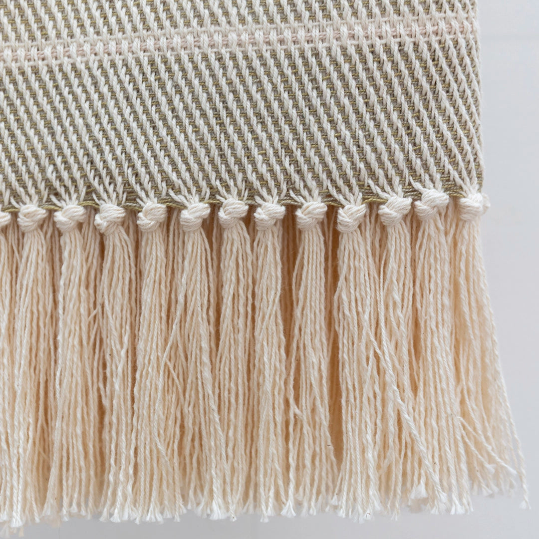 Taupe with Ivory Stripe Cotton Handwoven Short Warp Throw