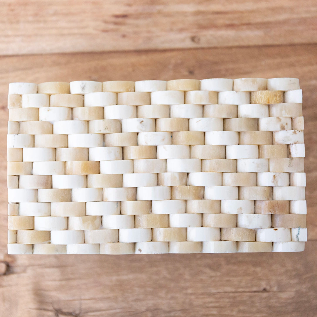 Two-Tone Carved Bone Box