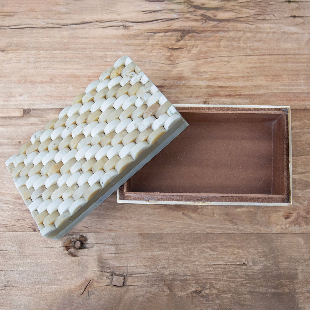 Two-Tone Carved Bone Box