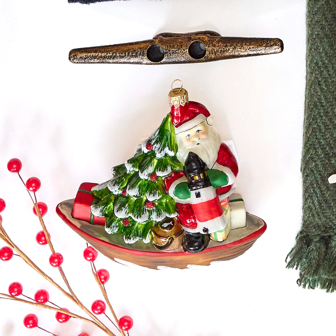 Vaillancourt Nantucket Christmas Dory Santa Ornament