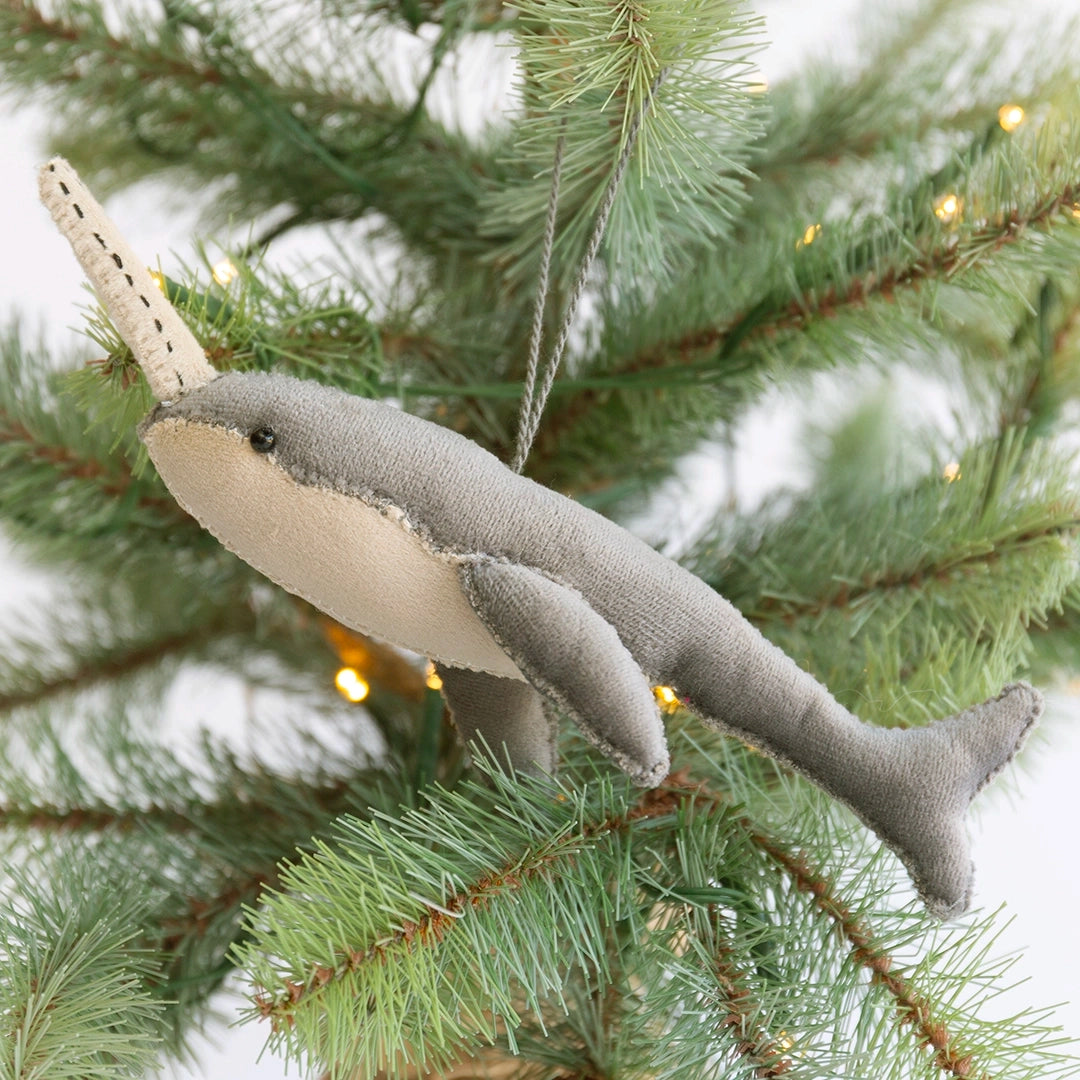 Velvet Narwhal Ornament