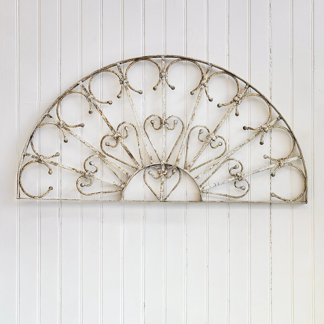 Vintage Iron Fence Fan With Hearts