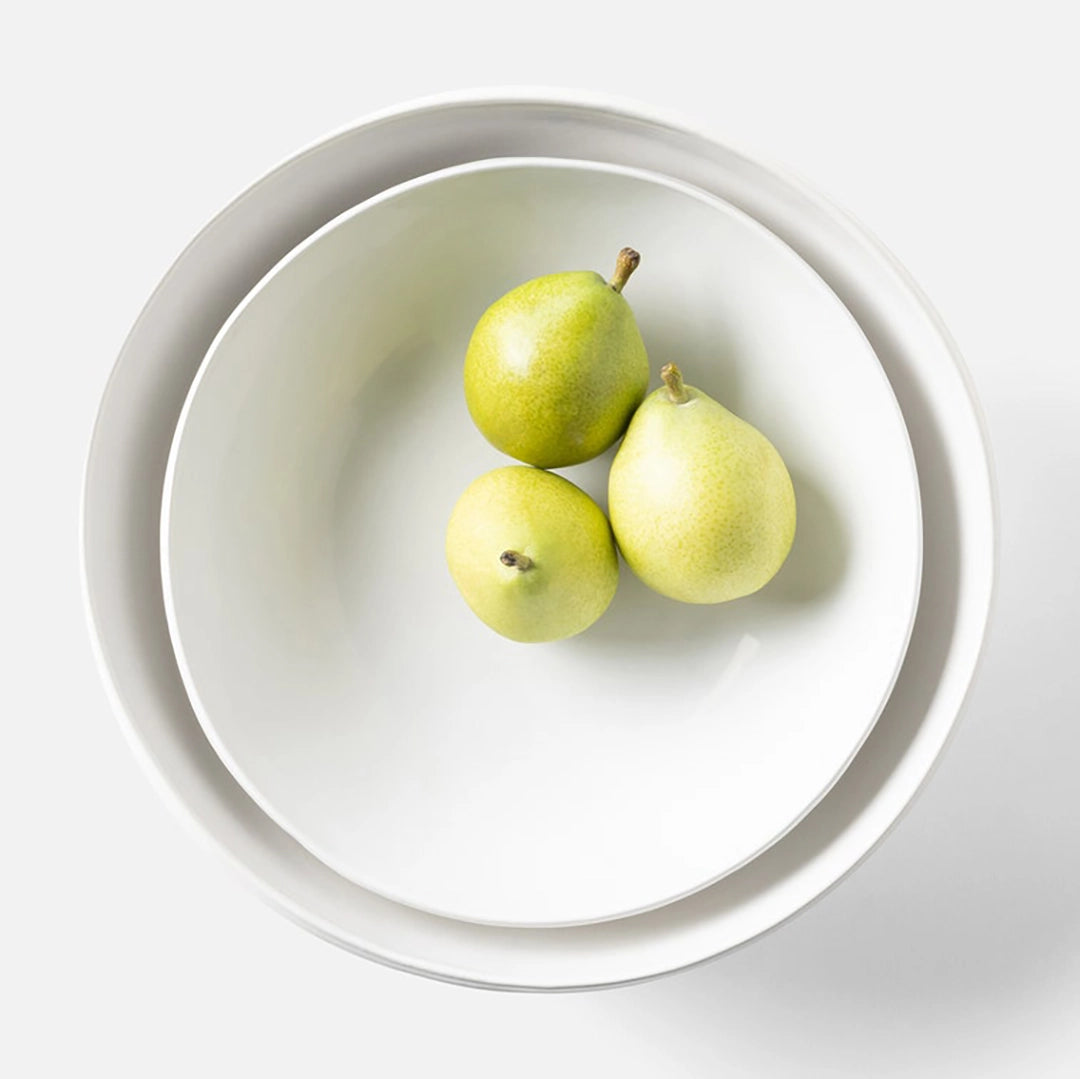 White Round Stoneware Serving Bowls