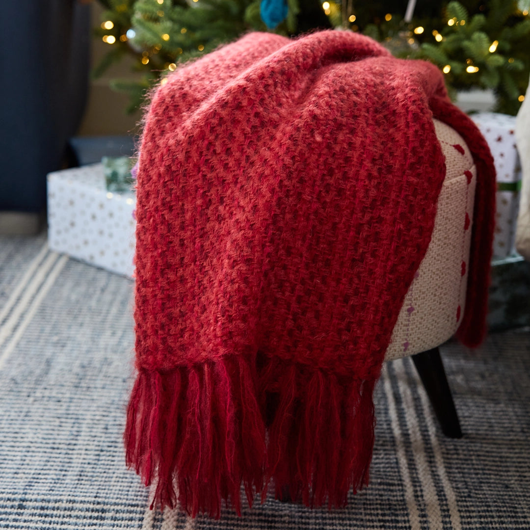 Windswept Bog Handwoven Mohair Throw