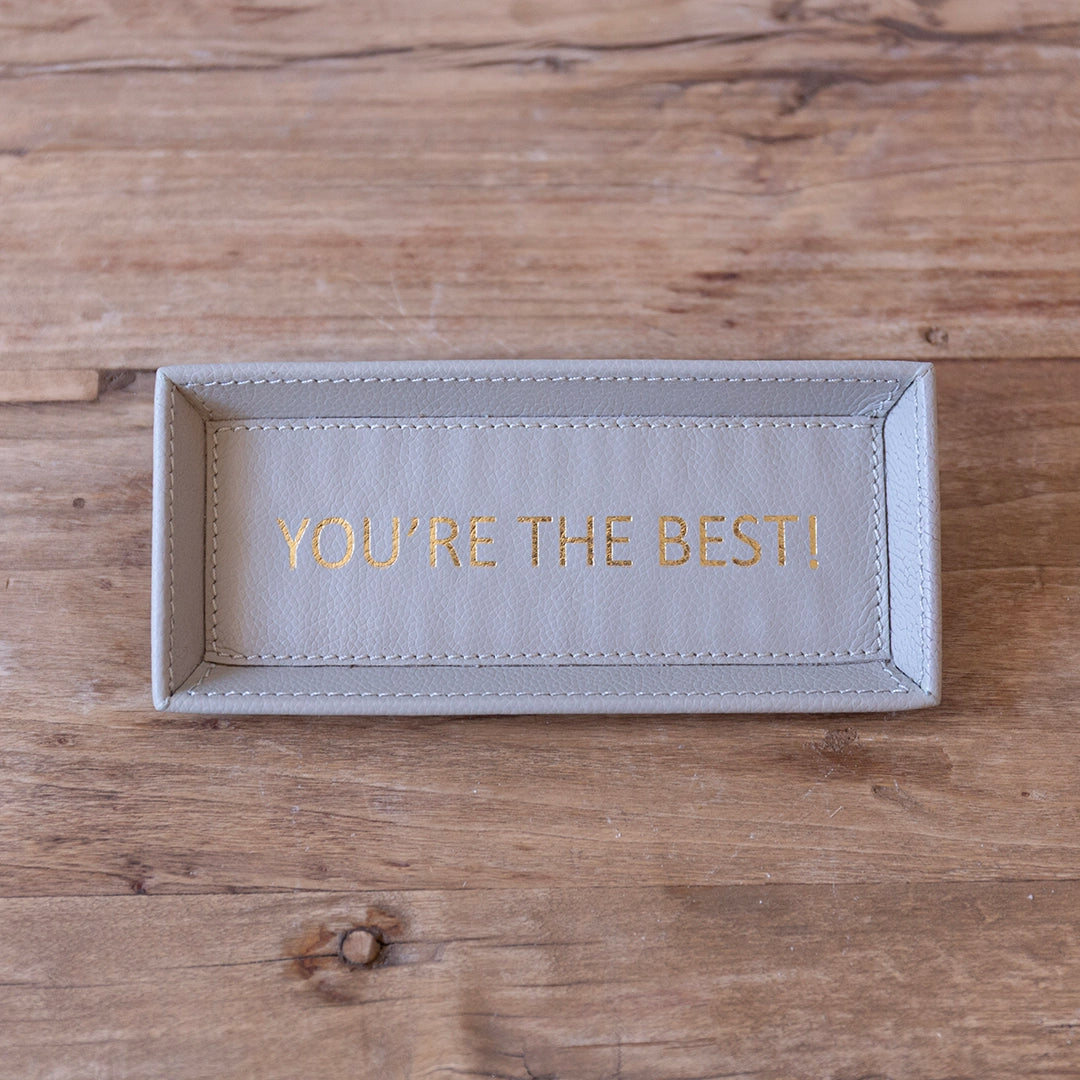 Leather Affirmation Eyeglass Tray