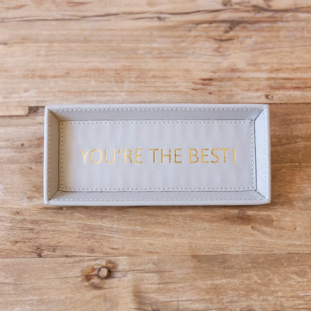 Leather Affirmation Eyeglass Tray