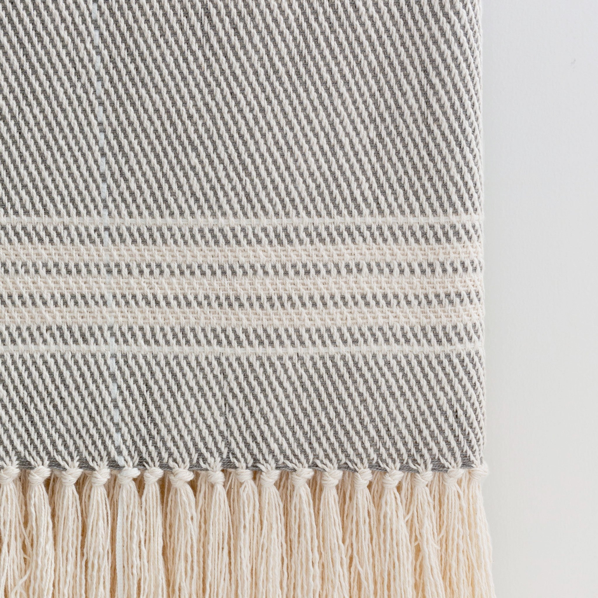 Gray Taupe & Ivory Stripe Handwoven Cotton Throw