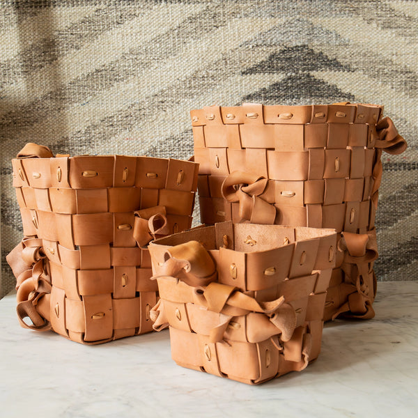 Woven Leather Baskets