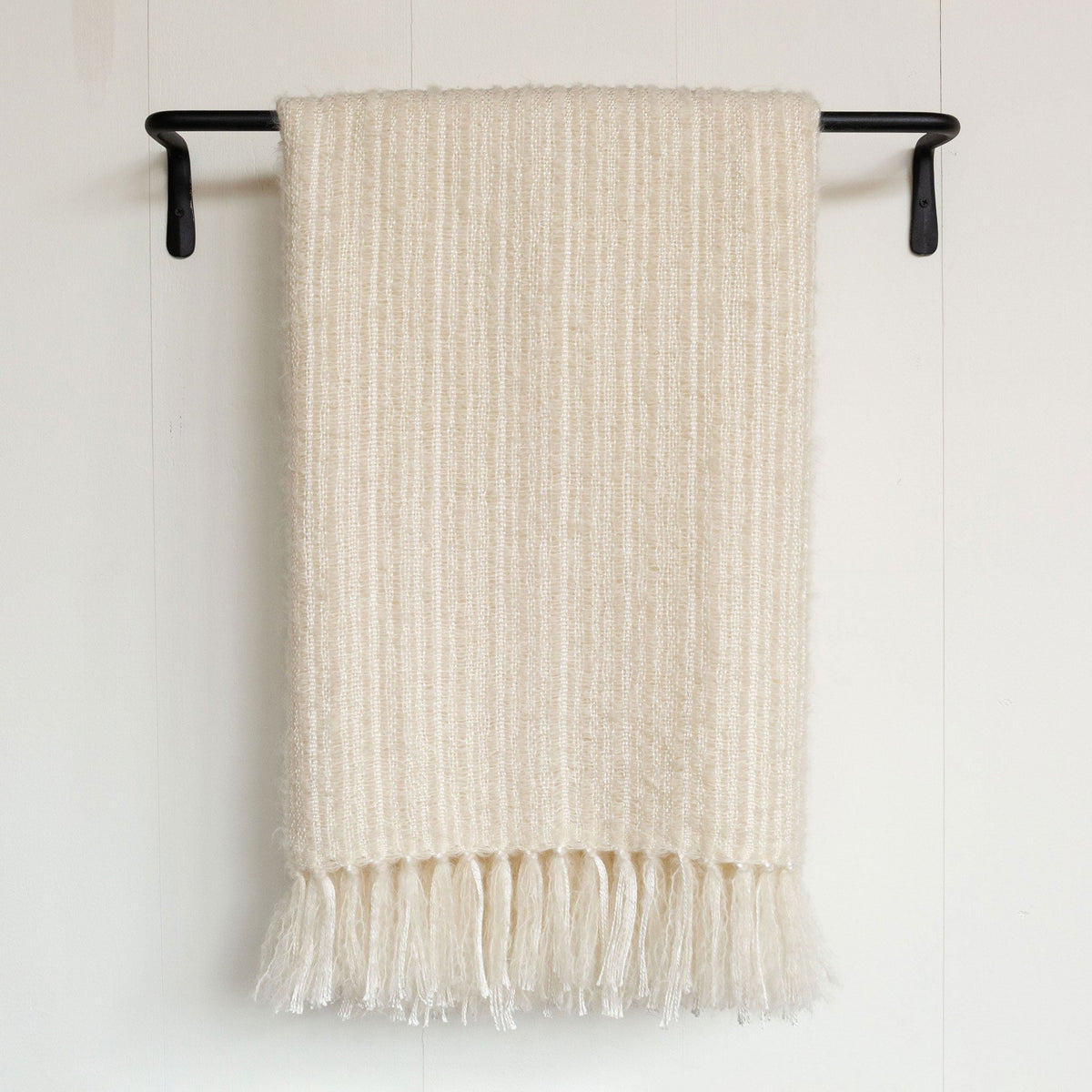 Ivory Handwoven Mohair & Silk Throw