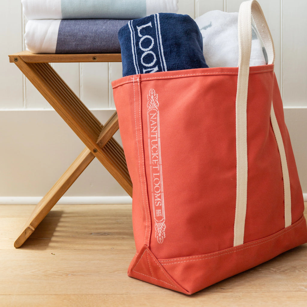 L.L.Bean Boat & Tote Cotton Canvas Bag in Red Trim