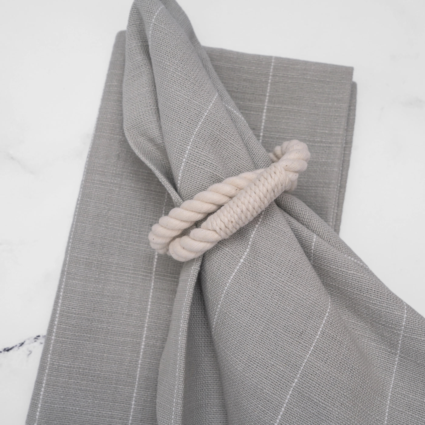 Gray and White Pinstripe Cotton Napkin