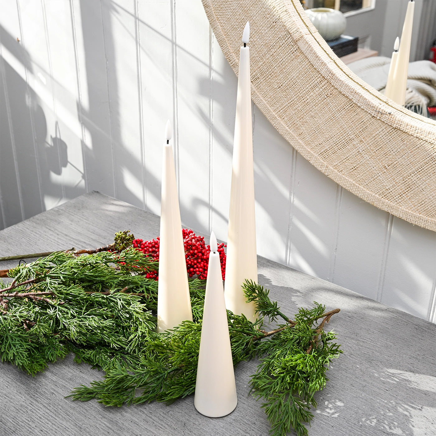 Ivory Cone Flameless Candles