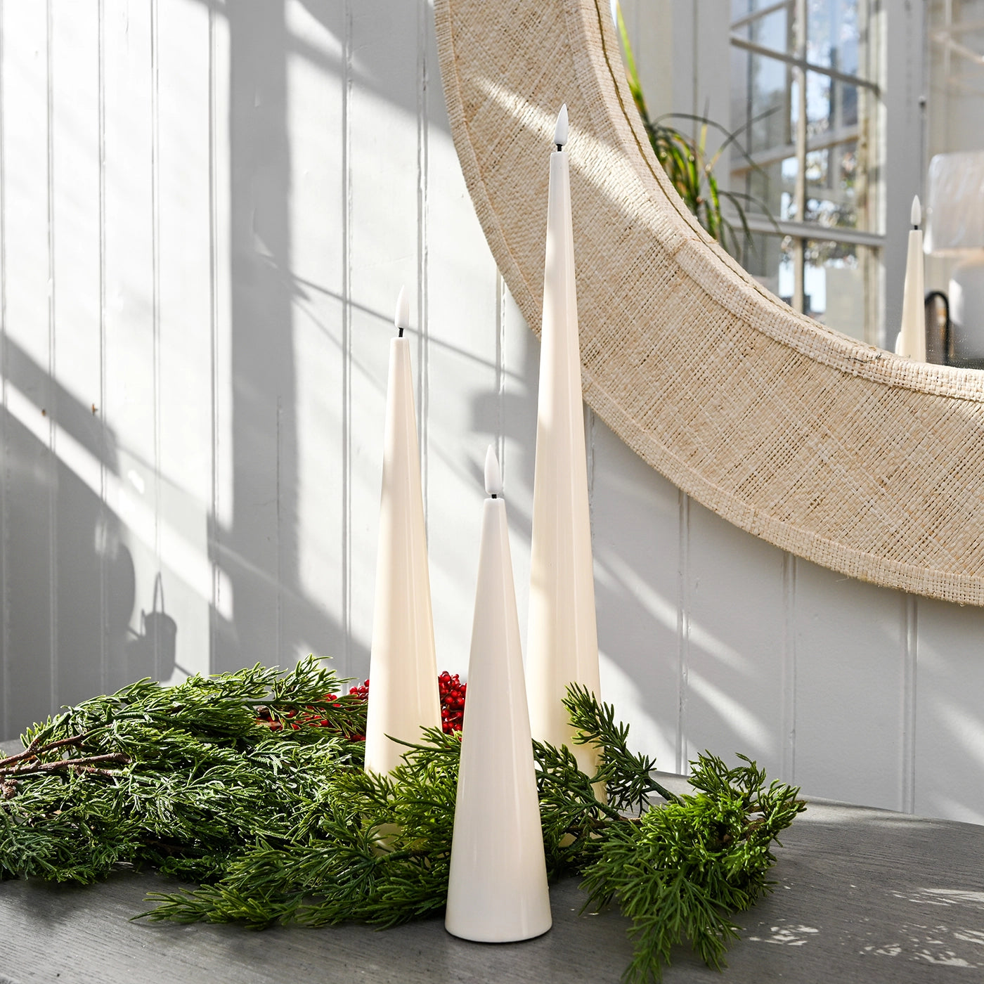 Ivory Cone Flameless Candles