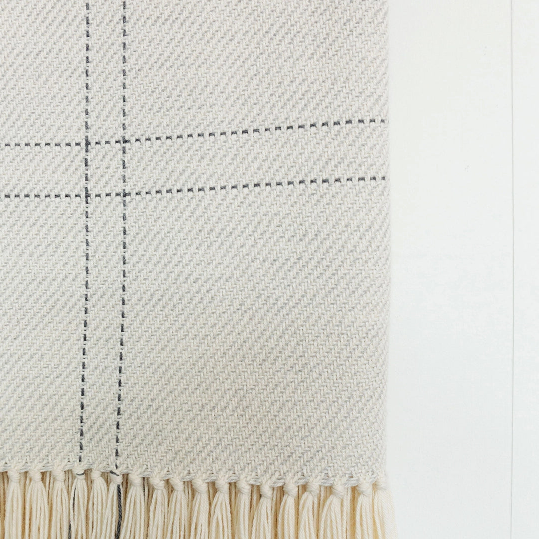 Mist Gray & Charcoal Windowpane Handwoven Alpaca Throw