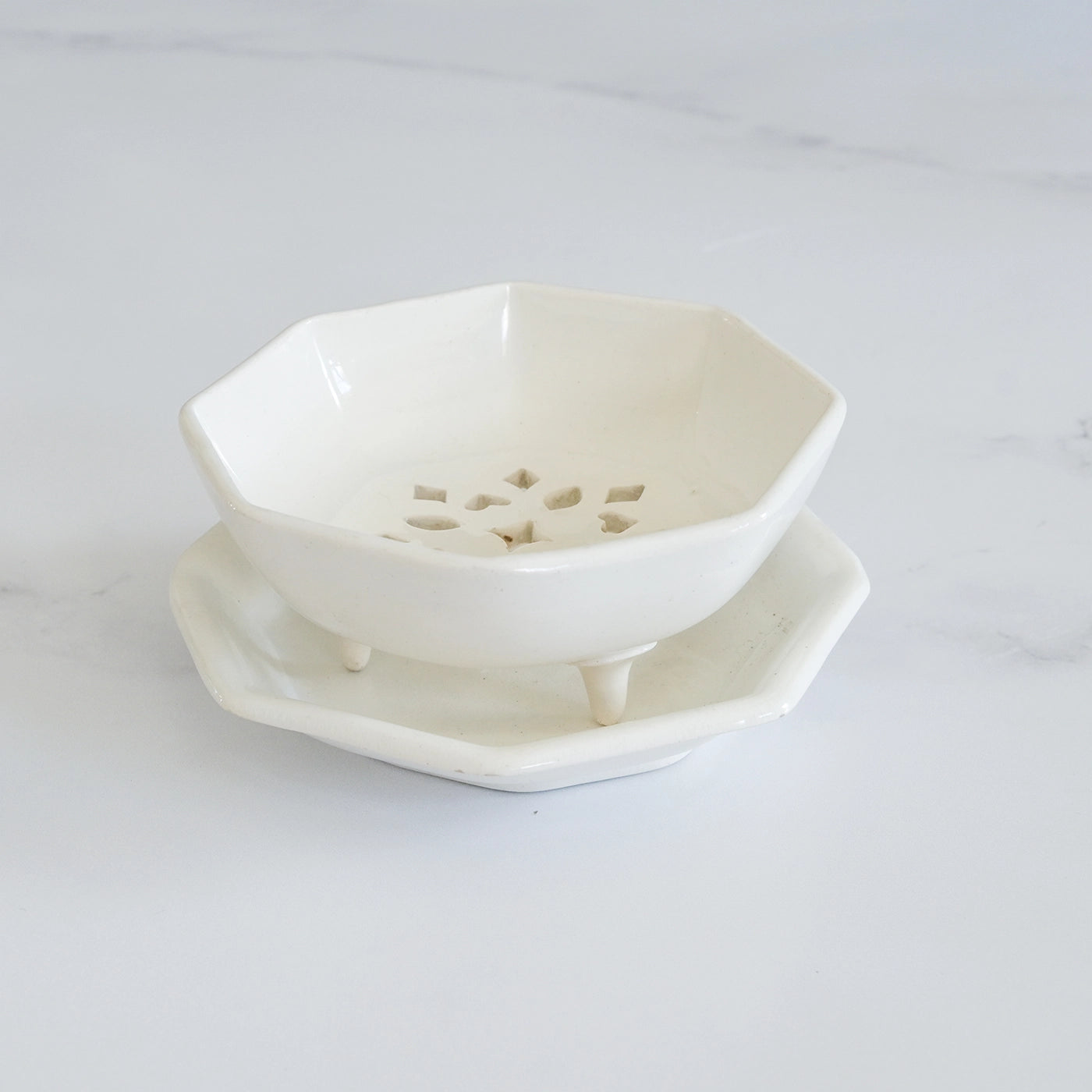 Antique Ironstone Soap Dish and Plate