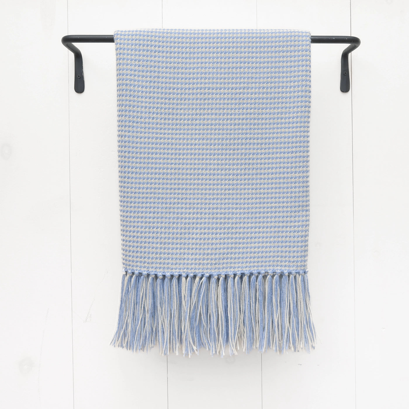 Periwinkle Blue Houndstooth Handwoven Alpaca Throw