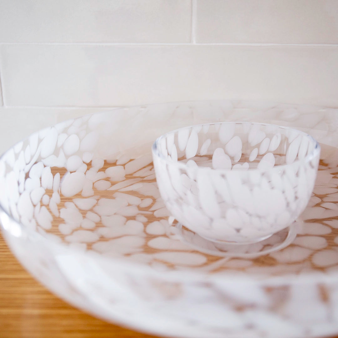 Handblown Glass Chip & Dip Serving Set