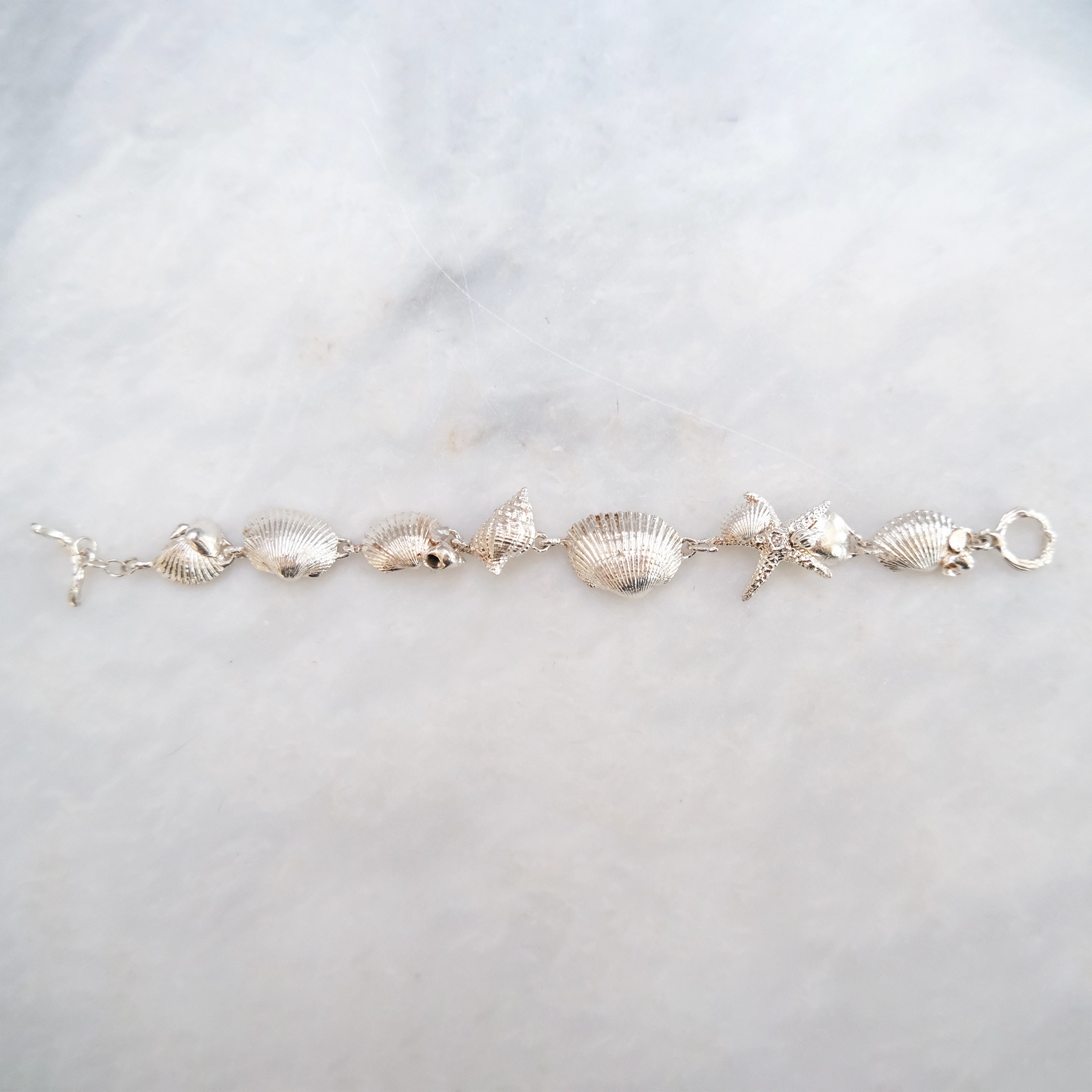 Sterling Silver Seashell Link Bracelet