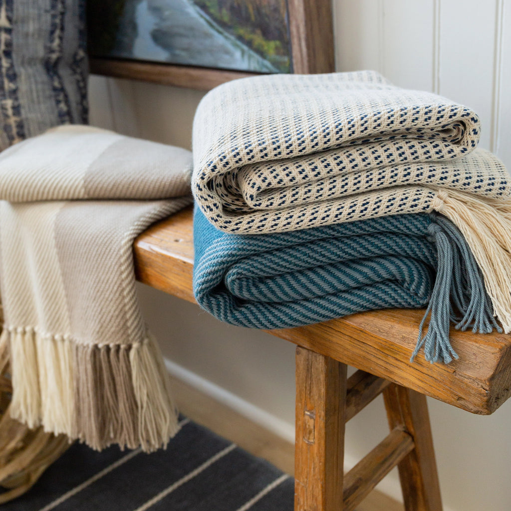 Blue striped on sale throw