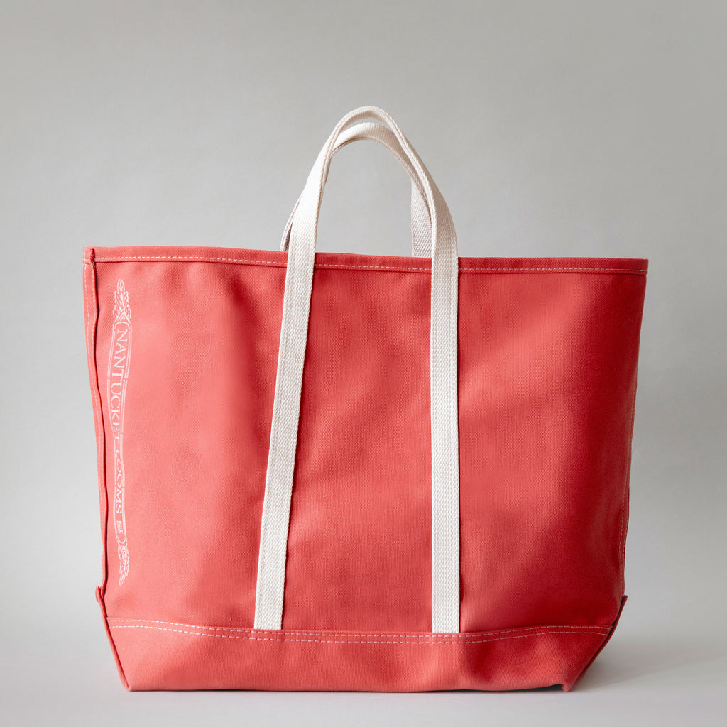 L.L.Bean Boat & Tote Cotton Canvas Bag in Red Trim