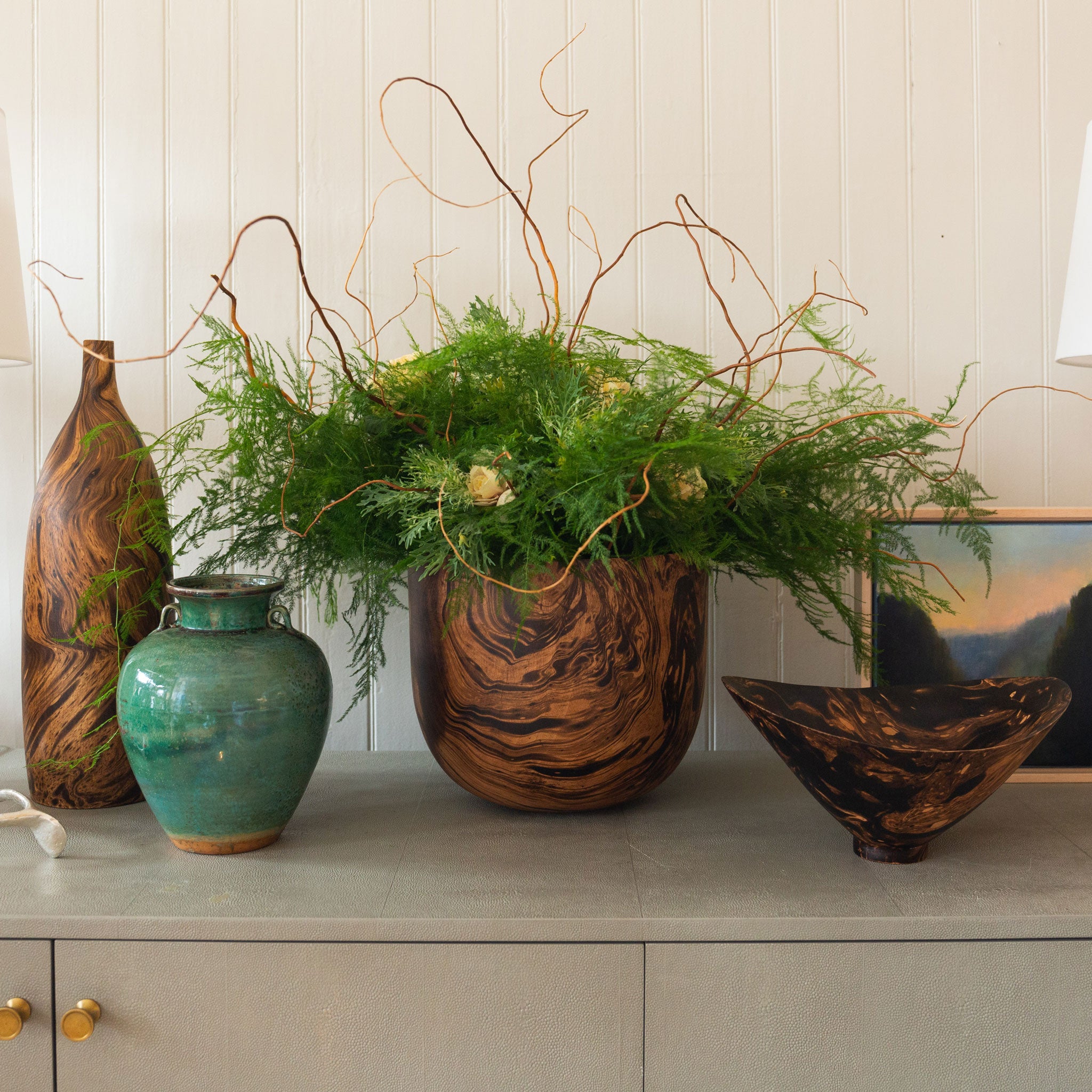 Marbleized Mango Wood Wide Bowl