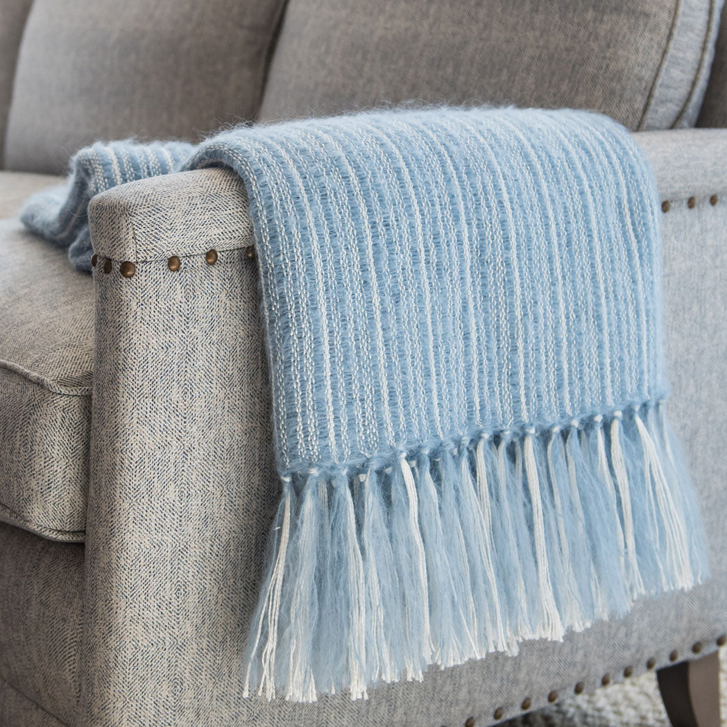 Summer Sky Blue Mohair u0026 Silk Throw – Nantucket Looms