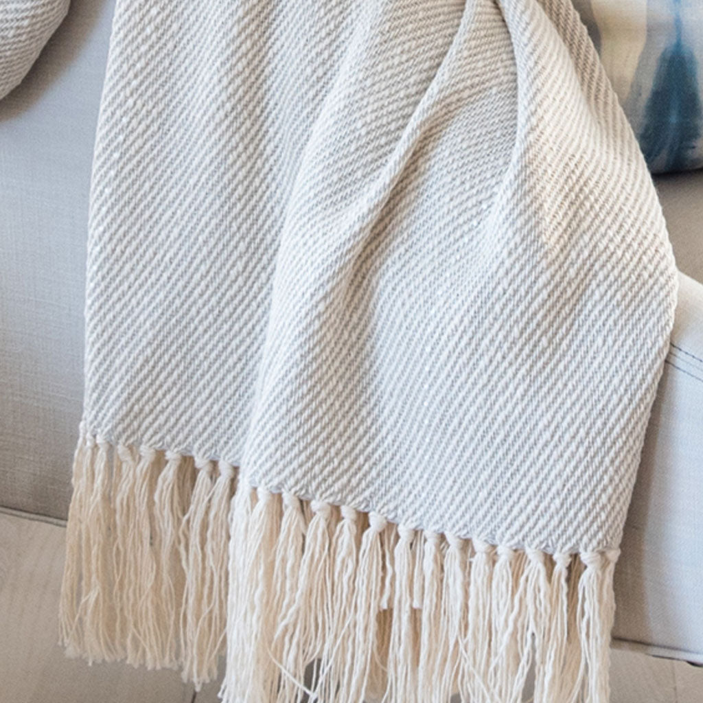 Fog Gray Handwoven Cotton Throw – Nantucket Looms