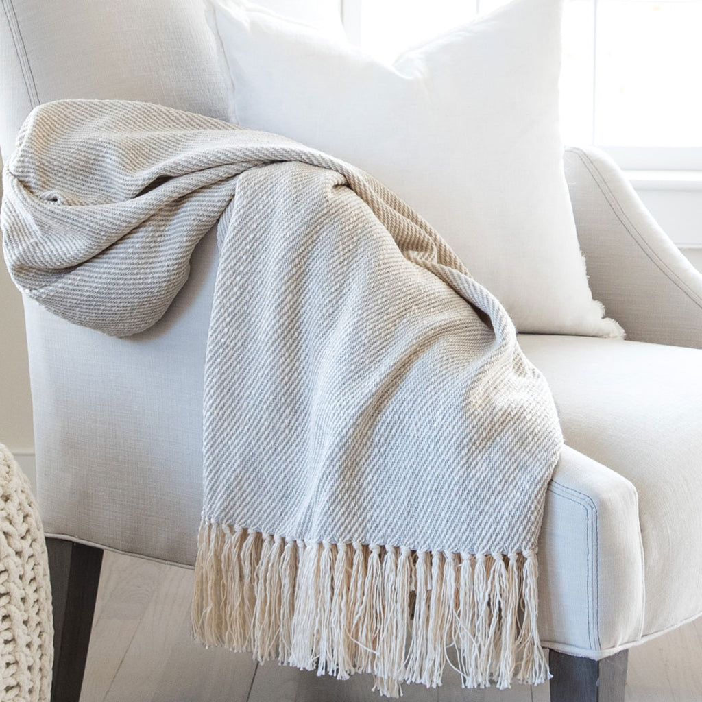 Fog Gray Handwoven Cotton Throw – Nantucket Looms