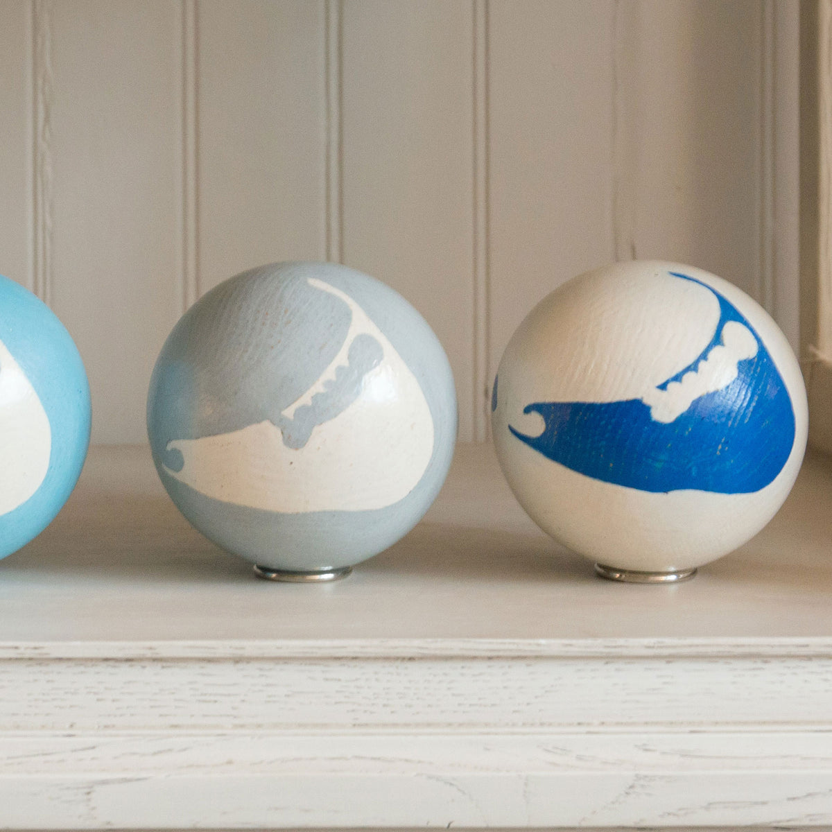 Ivory with Navy Handpainted Island Decorative Sphere