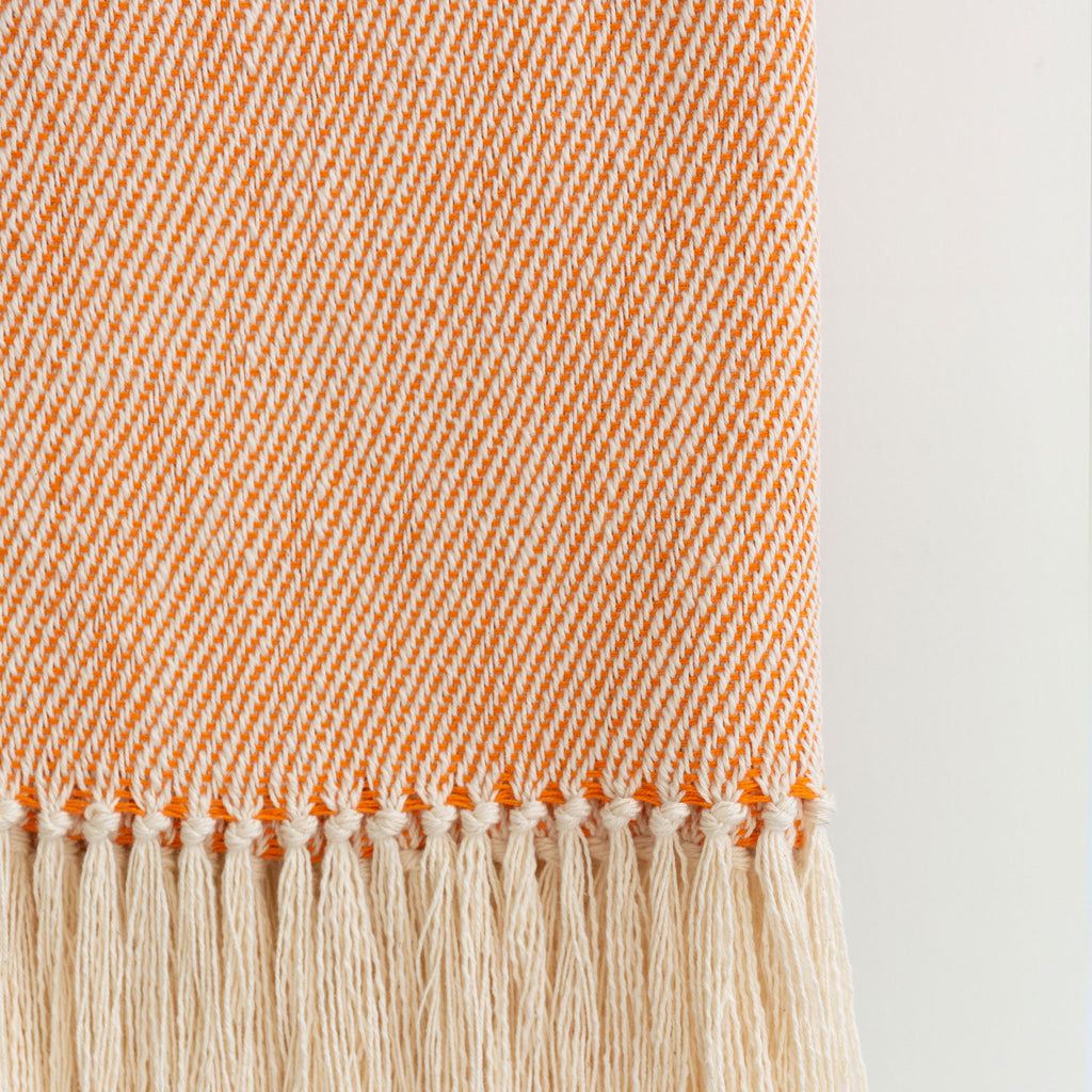 Tangerine Orange Handwoven Cotton Throw Nantucket Looms